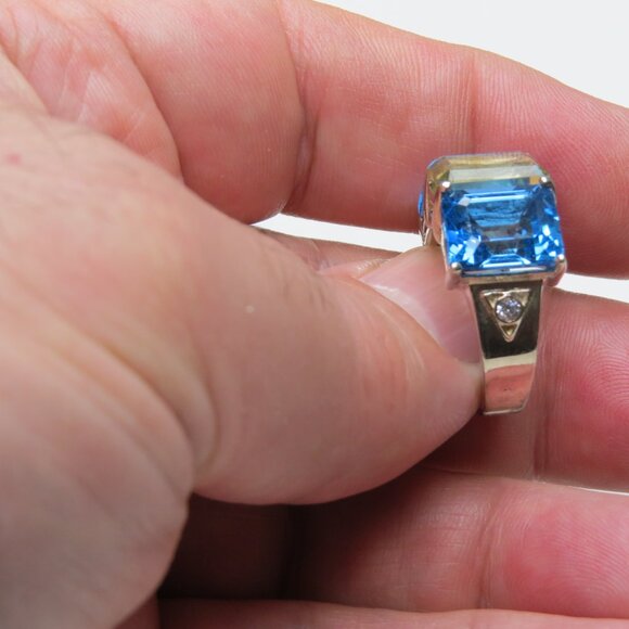 *Sterling Silver Massive Citrin Topaz Diamond Ring - Picture 5 of 5